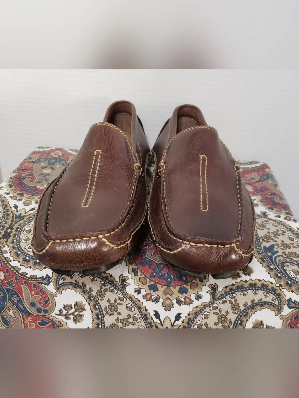 Clarks Mens Size 9M Penny Loafers Brown Leather Driving Mocs Shoes England